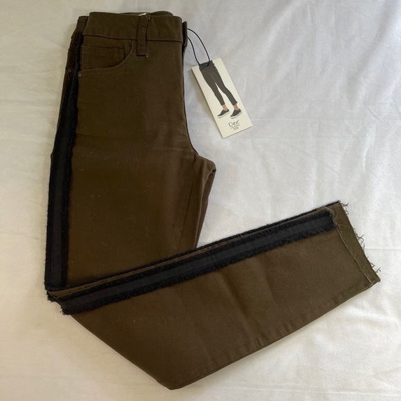 Dex Super Skinny Ankle Black Side Fringed Tape Jeans New with Tags Size:… - Picture 1 of 12